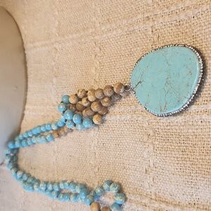 Turquoise and Brown Beaded Necklace